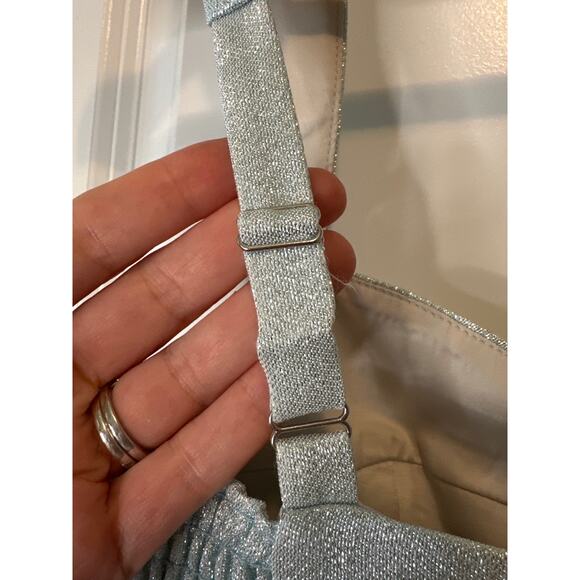 Amanda Uprichard Jordy Metallic Icy Blue Sparkle Mini Cocktail Party Dress Sz S - Picture 11 of 14